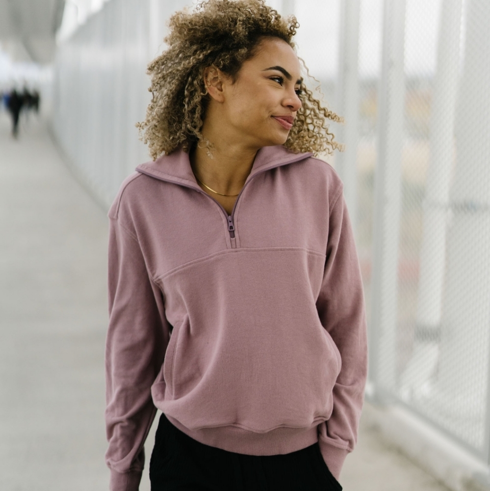 Soft Lilac 1/4 Zip Cowl Pocket Jacket